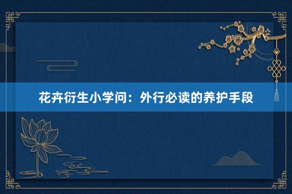 花卉衍生小学问：外行必读的养护手段